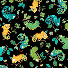 Load image into Gallery viewer, Michael Miller - Wild Party - Black Chameleon World - 1/2 YARD CUT
