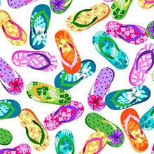 Load image into Gallery viewer, Michael Miller - Let&#39;s Get Tropical - Flip Flops White - 1/2 YARD CUT

