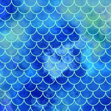 Michael Miller - Sea Maidens - Mermaid Scallops Blue - 1/2 YARD CUT