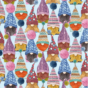 Michael Miller - Love You Gnome-Atter What - Set Gnomes Blue - 1/2 YARD CUT