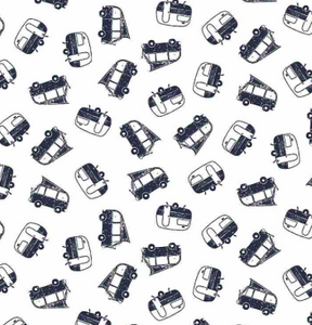 navy blue white campers van life travel vacation bus Volkswagen camping RV dear Stella fabric Chop it like its hot