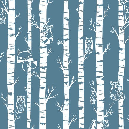 Michael Miller - Light Up My World - Moonlit Forest Blue - GLOW IN THE DARK - 1/2 YARD CUT