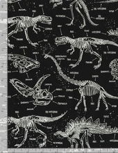 Load image into Gallery viewer, Timeless Treasures - Glow Dinosaur Skeletons - 1/2 YARD CUT
