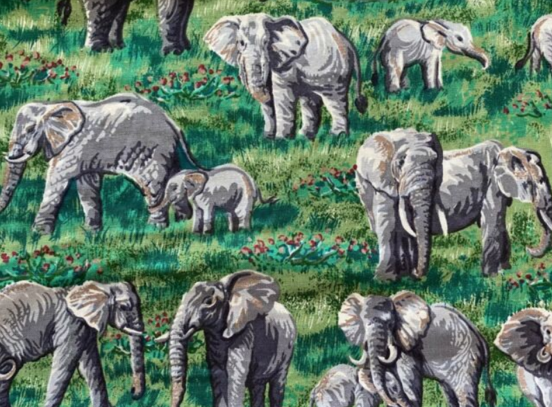 Robert Kaufman - Elephants - 1/2 YARD CUT