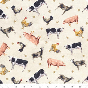 Wilmington Prints - Farmhouse Chic - Cream Animals - 1/2 YARD CUT