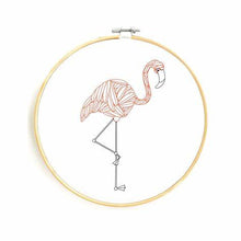 Load image into Gallery viewer, completed flamingo embroidery kit
