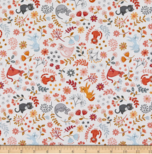 Load image into Gallery viewer, End of Bolt - Purrfect Petals - Floral Cats on Warm Cream - 35&quot;
