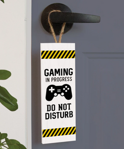 Gaming in Progress Wood Door Hanger