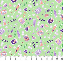 Load image into Gallery viewer, Figo - Clink! - Glasses - Green - 1/2 YARD CUT - Dreaming of the Sea Fabrics

