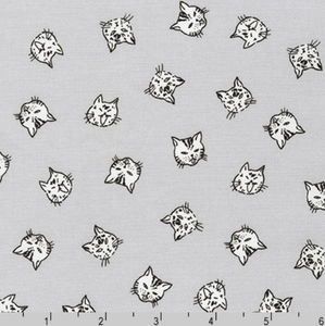 Robert Kaufman - Animal Club - Tiny Cats Grey - 1/2 YARD CUT