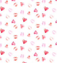 Load image into Gallery viewer, summer lovin love hearts and kisses white valentines dear Stella fabric
