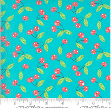 Load image into Gallery viewer, Moda Fabrics - Hello Sunshine Cherries - Aqua - 1/2 YARD CUT - Dreaming of the Sea Fabrics
