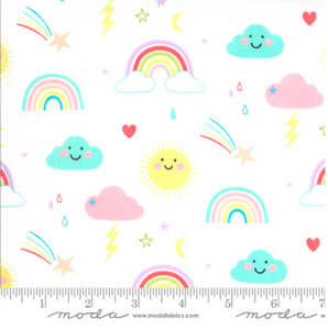 Moda Fabrics - Hello Sunshine Rainbows - White - 1/2 YARD CUT - Dreaming of the Sea Fabrics