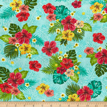 Load image into Gallery viewer, End of Bolt - Hibiscus Freeze - Aqua - 1 yd
