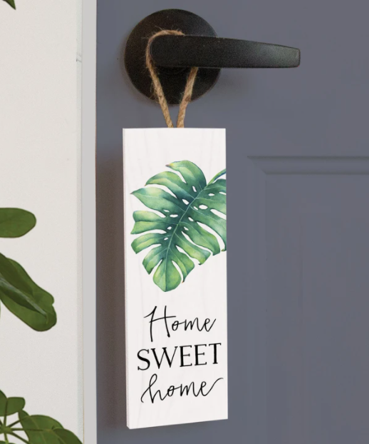Home Sweet Home Monstera Wood Door Hanger