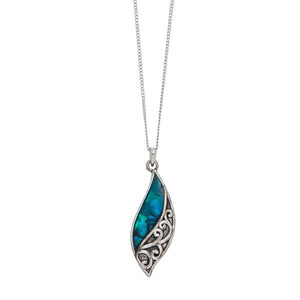 Blue Abalone Necklace - Silver Curve