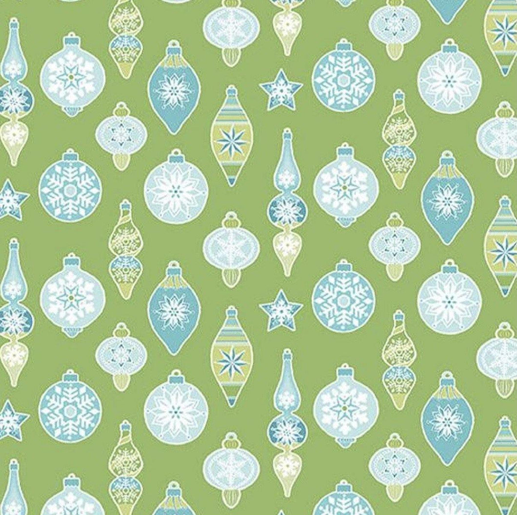 End of Bolt - Green Ornaments - BY THE HALF YARD - Dreaming of the Sea Fabrics