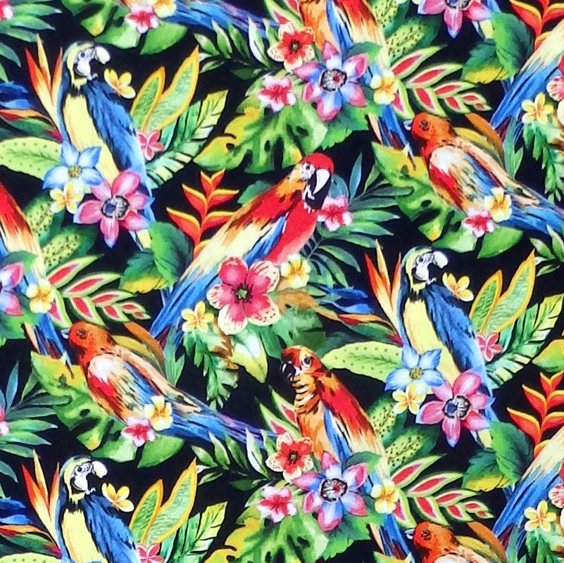 Oasis Fabrics - Tropic - Parrots - 1/2 YARD CUT