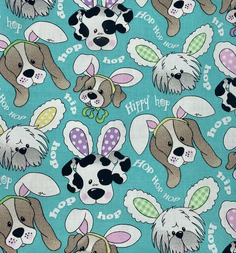 Fabric Traditions - Easter Dog Heads - 1/2 YARD CUT - Dreaming of the Sea Fabrics