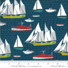 Load image into Gallery viewer, sail boats yachts ships waves moda sailcloth fabric

