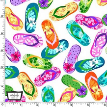 Load image into Gallery viewer, Michael Miller - Let&#39;s Get Tropical - Flip Flops White - 1/2 YARD CUT
