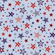 Load image into Gallery viewer, red white light blue stars large patriotic independence stripes studio e fabric
