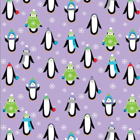 lilac penguin pals warm cozy sweaters snowflakes kanvas fabrics purple lilac 