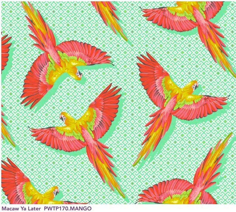 Tula Pink Daydreamer - Macaw Ya Later Mango - 1/2 YARD CUT