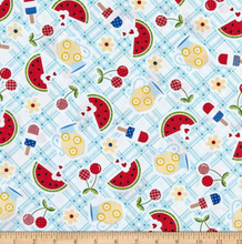 Load image into Gallery viewer, Kimberbell - Red, White &amp; Bloom - Picnic Table Aqua - 1/2 YARD CUT
