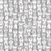 Load image into Gallery viewer, michael miller meowgical caticorn packed cats grey
