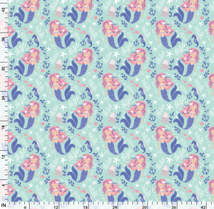Joann's Fabrics - Mint Mermaids - 1/2 YARD CUT