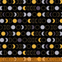 Load image into Gallery viewer, Windham Fabrics - Orbit - Black Moon Phases w/Metallic - 1/2 YARD CUT
