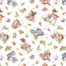 Load image into Gallery viewer, owls deer bambi panda bear llama hedgehog cat little darlings multi tossed animals p &amp; b textiles
