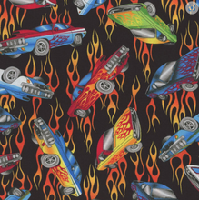 Load image into Gallery viewer, Timeless Treasures - Hot Rods &amp; Flames - 1/2 YARD CUT
