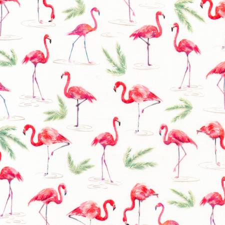 Robert Kaufman - Natural Flamingo - 1/2 YARD CUT