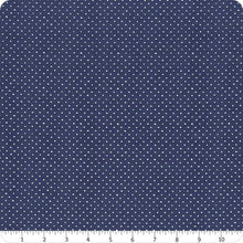 Load image into Gallery viewer, navy blue and white polka dots roots of love Wilmington prints fabric  Edit alt text
