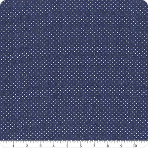 navy blue and white polka dots roots of love Wilmington prints fabric  Edit alt text