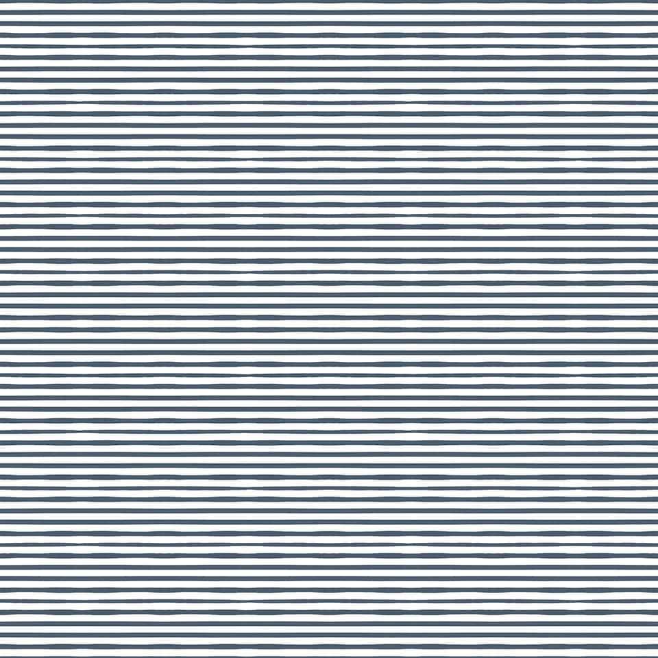 Poppie Cotton - Memories - Navy Stripe - 1/2 YARD CUT