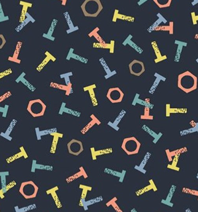 tool time nuts and bolts navy blue end of bolt windham fabrics