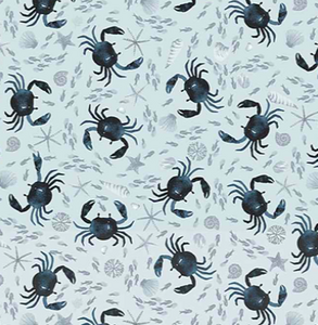 dark light blue oh crab hooked on a feeling hook line and sinker dear Stella fabric