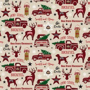 ohio state university buckeyes ncaa osu christmas country holiday snowflakes sykel enterprises fabric