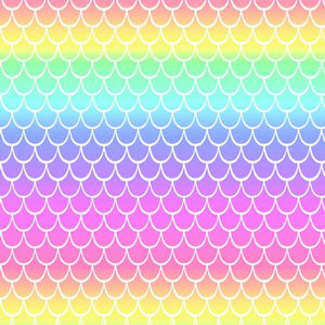 Fabric Traditions - Pastel Rainbow Ombre Mermaid Scale -  1/2 YARD CUT
