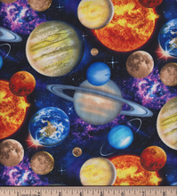 Load image into Gallery viewer, Elizabeth&#39;s Studio - In Space - Packed Planets - 1/2 YARD CUT - Dreaming of the Sea Fabrics
