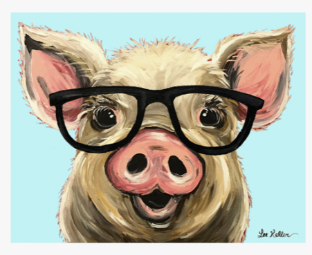 Pig with Glasses Metal Sign