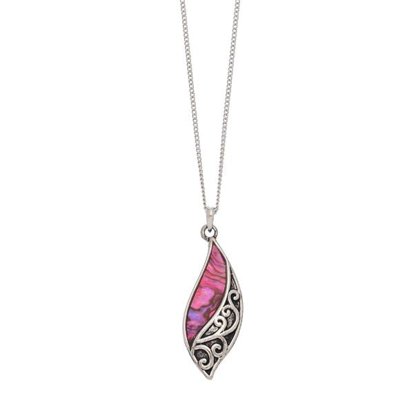 Pink Abalone Necklace - Silver Curve