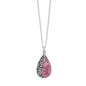 Pink Abalone Necklace - Silver Teardrop