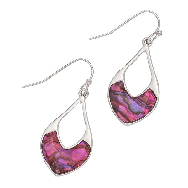Pink Abalone Earrings - V drop