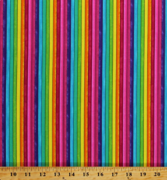 Fabric Traditions - Multi Stripe Bright - 1/2 YARD CUT