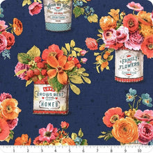 Load image into Gallery viewer, navy blue floral bouquets flowers roots of love Wilmington prints fabric
