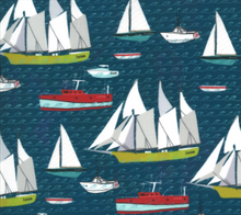 Load image into Gallery viewer, sail boats yachts ships waves ocean sailing nautical sea life salt water boats soda fabric
